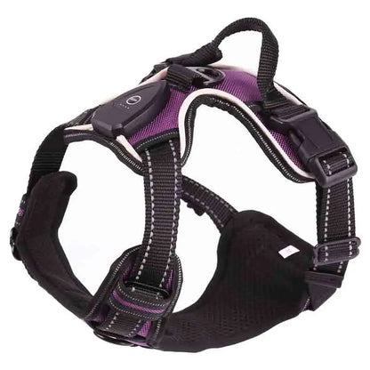 Adjustable Dog Harness Vest Glowing Soft Breathable Led Light Up Dog Harness Pet Harness Leash For Small Medium Large Dogs